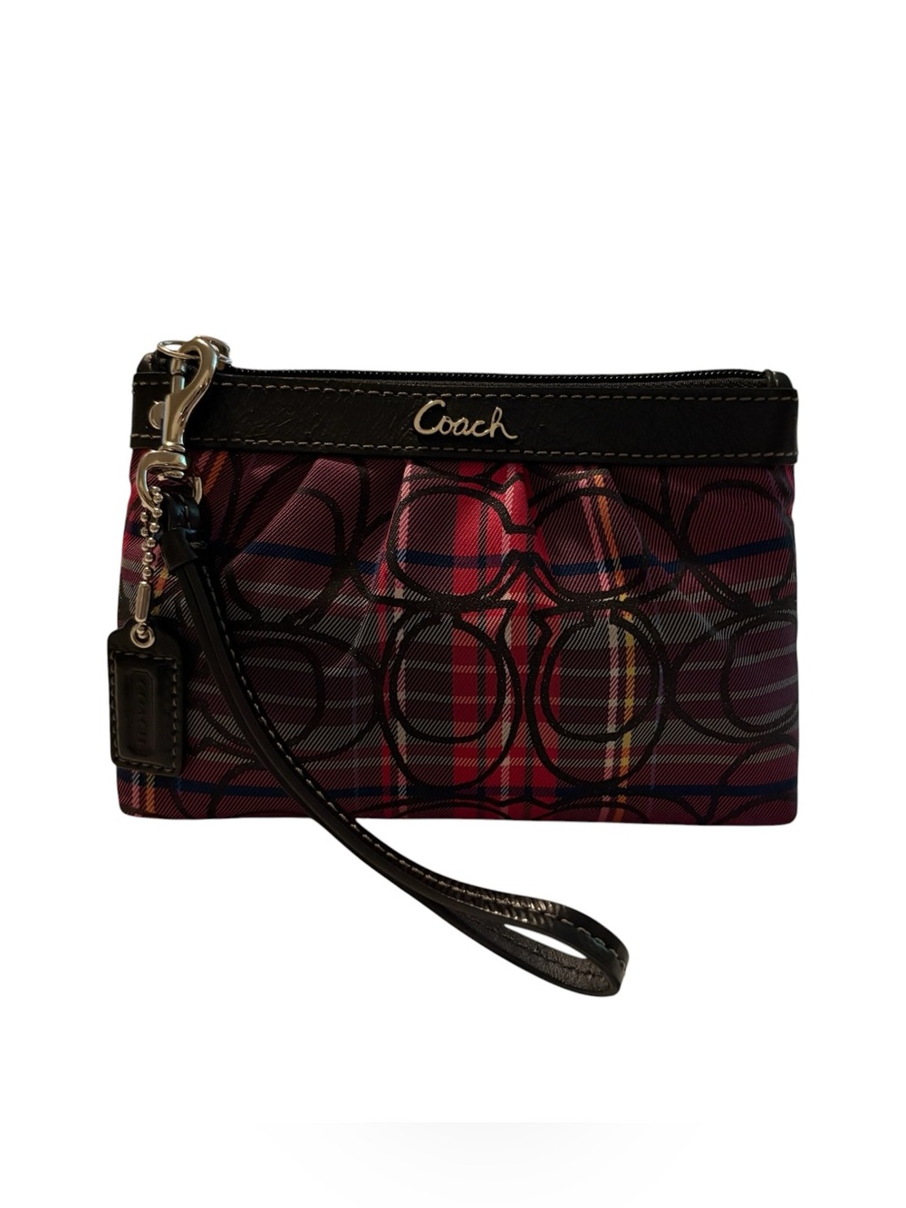 Coach Poppy Tartan  Y2K Vintage Plaid Signature Wristlet